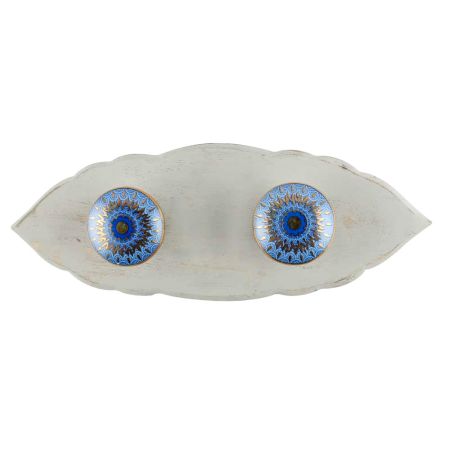 Grey And Blue Peacock Ceramic Wooden Hook Online